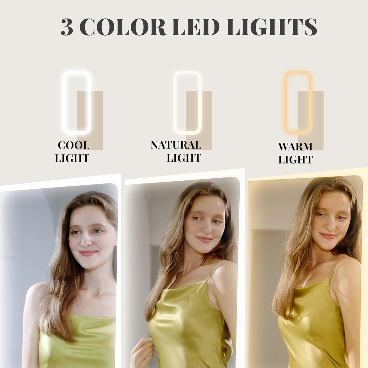 Armario joyero con espejo de cuerpo entero y luces LED ajustables