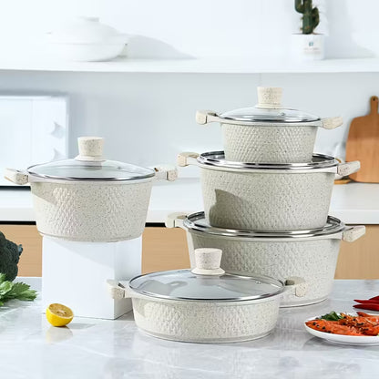 Set de Utensilios de Cocina con Olla y Sartén con Revestimiento de Piedra Maifan