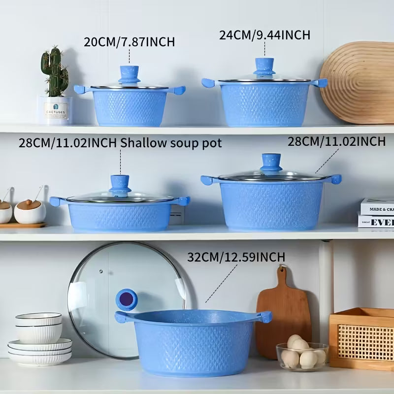 Set de Utensilios de Cocina con Olla y Sartén con Revestimiento de Piedra Maifan