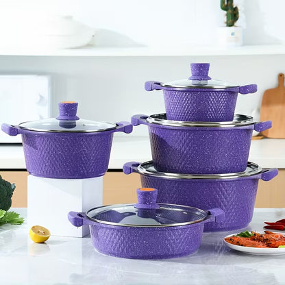 Set de Utensilios de Cocina con Olla y Sartén con Revestimiento de Piedra Maifan
