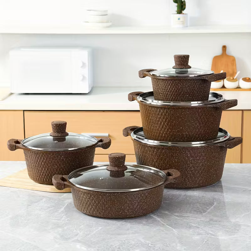 Set de Utensilios de Cocina con Olla y Sartén con Revestimiento de Piedra Maifan