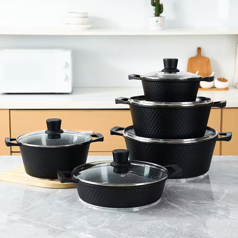 Set de Utensilios de Cocina con Olla y Sartén con Revestimiento de Piedra Maifan