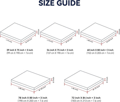 3 Inch White Goose Feather Mattress Topper,Queen Feather Bed Topper,Mattress Cover with Straps,Ultra Soft Pillowtop,100% Cotton Fabric(60”x80”)