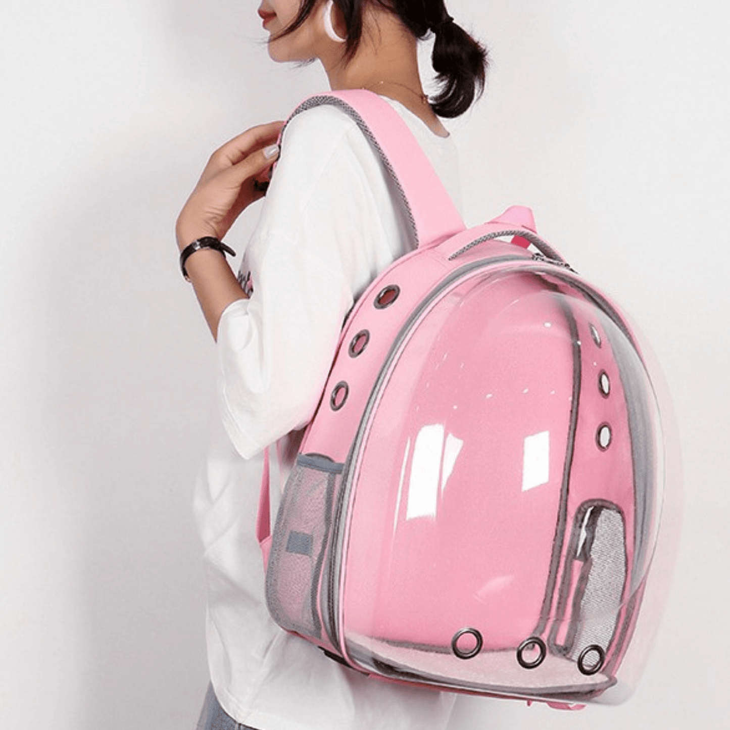 Mochila de transporte espacial para mascotas con visera