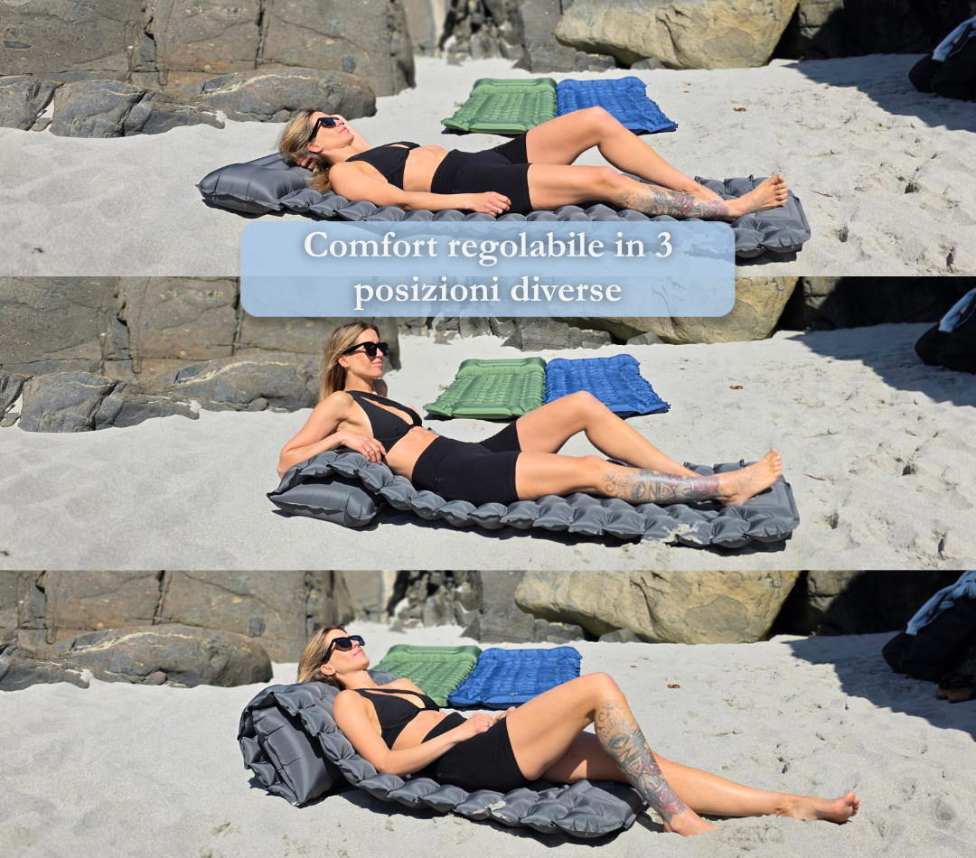 Materasso Gonfiabile Portatile 3-in-1 Gonfiaggio 30sec + Travesseiro Integrato