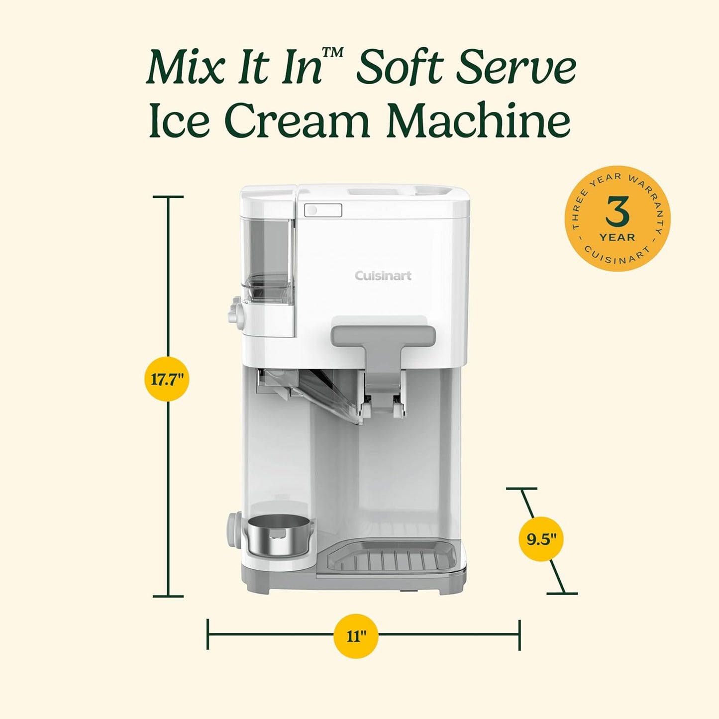 Máquina de helados y yogur soft serve automática de 1,5 L con mezclador | Blanco