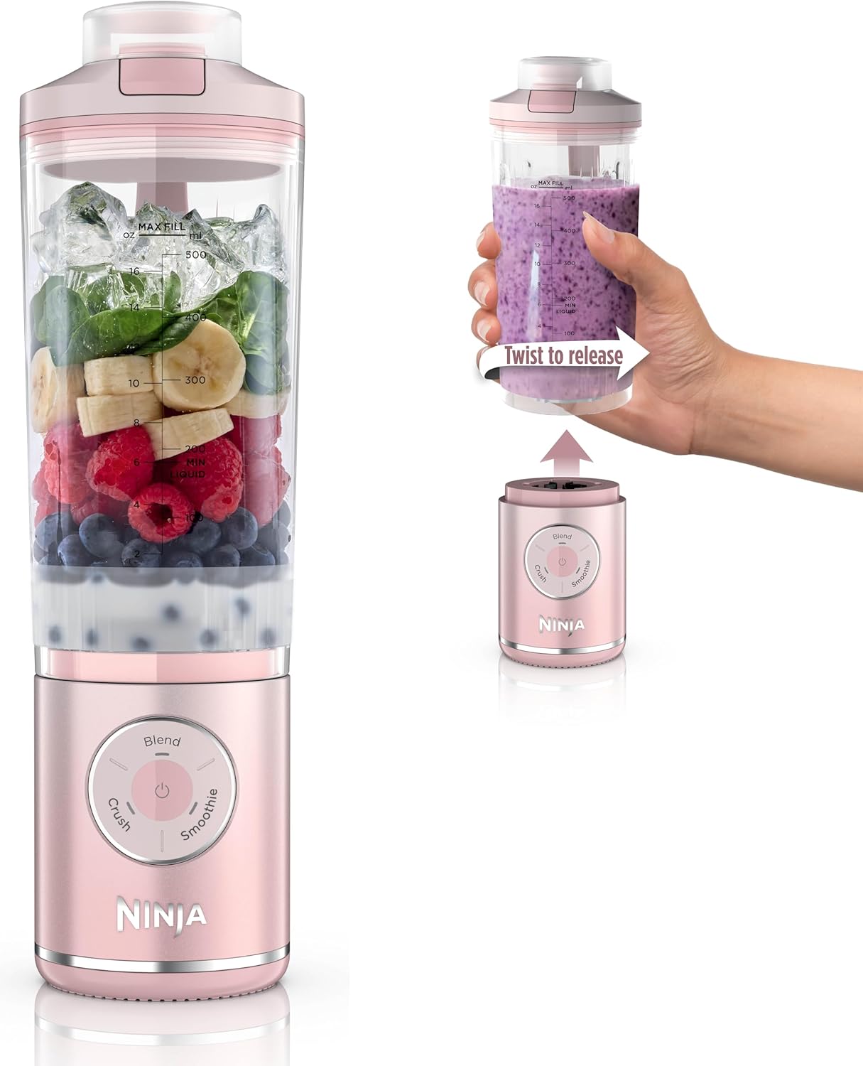 Licuadora Personal Portátil Twist & Go – 3 Programas, Smoothies y Hielo