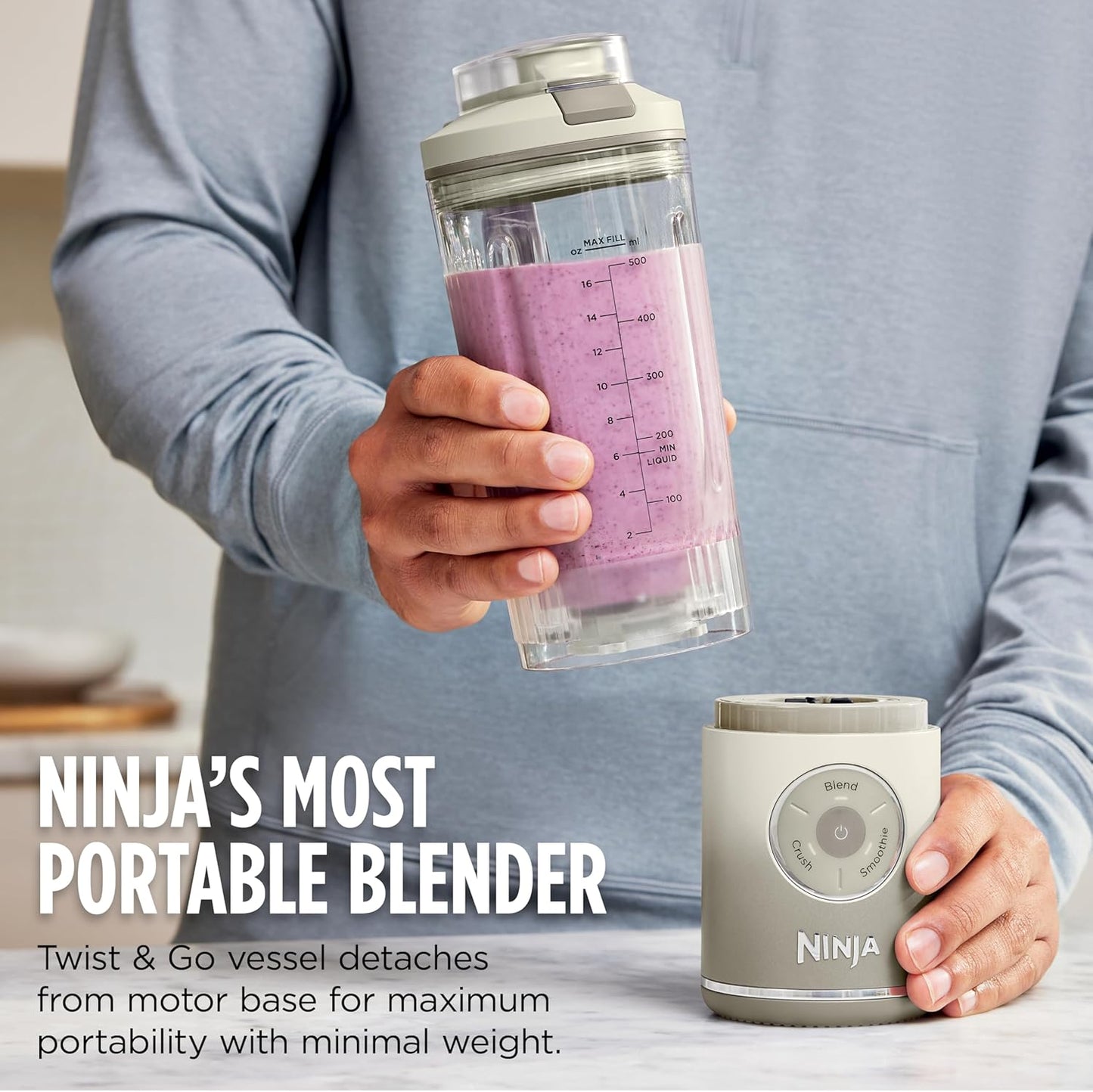 Licuadora Personal Portátil Twist & Go – 3 Programas, Smoothies y Hielo