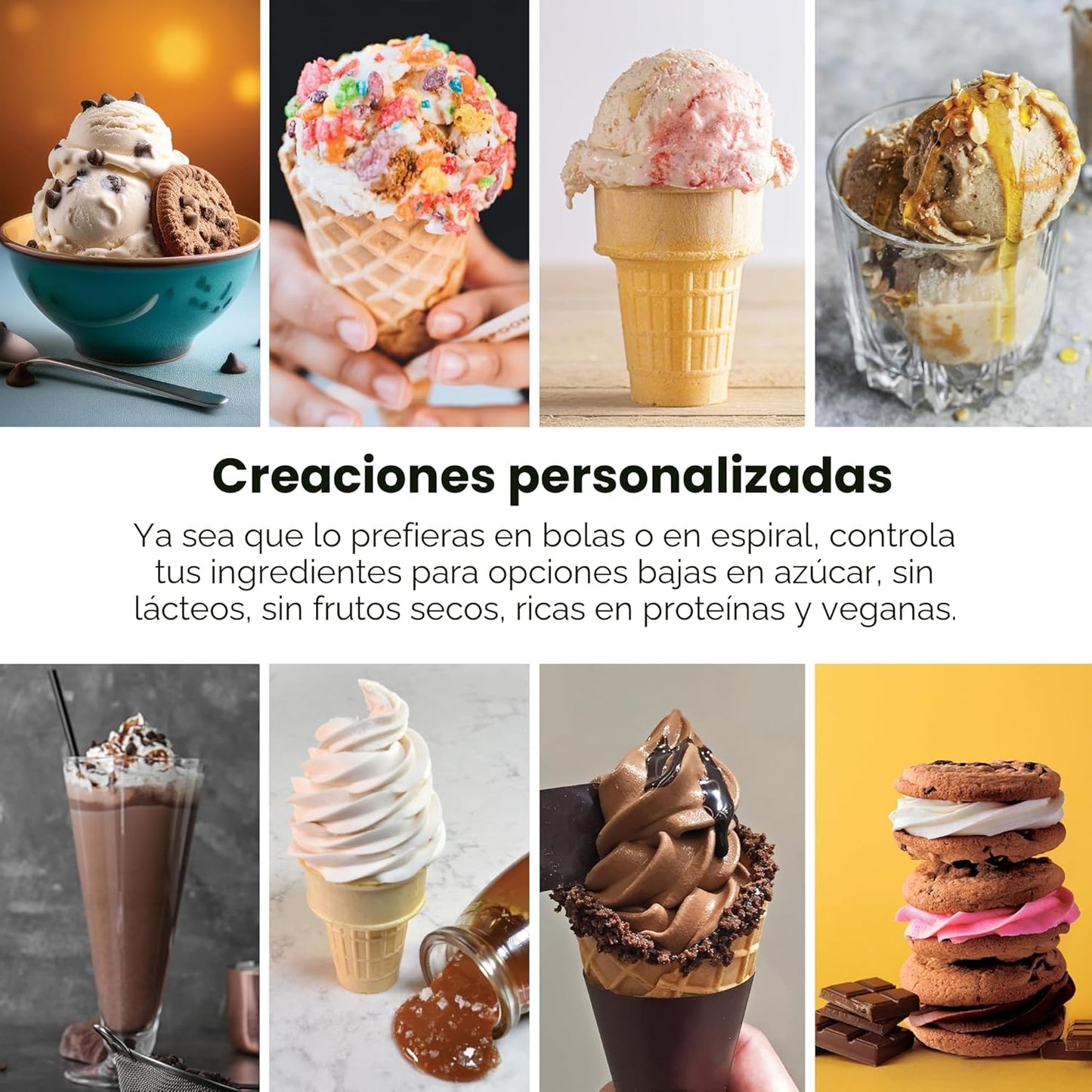 Máquina para hacer helados 13 en 1: prepara helado, sorbete y yogur helado en casa.