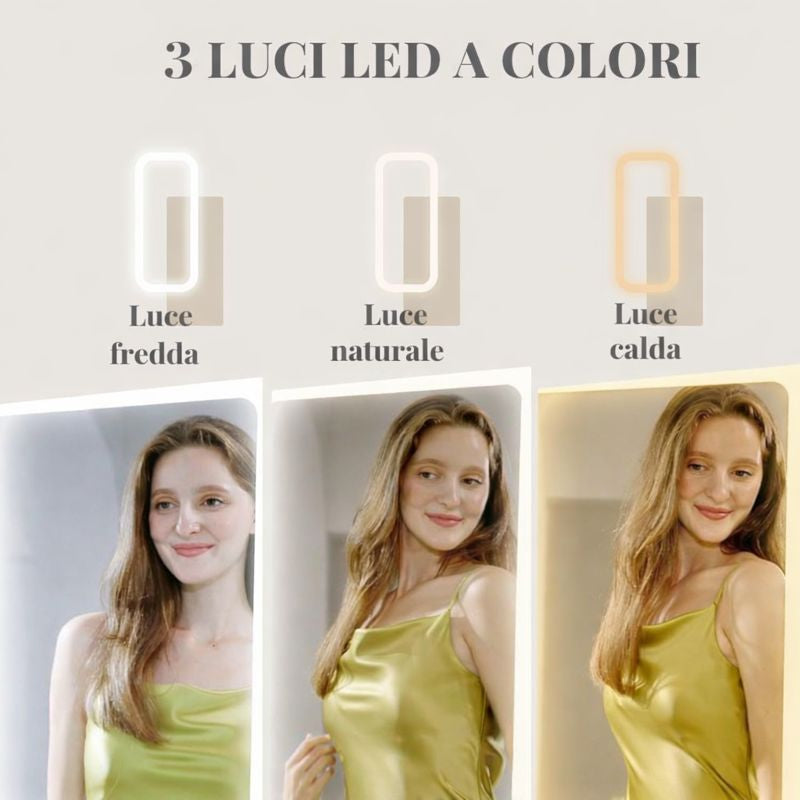 Mobile portagioie da terra con specchio LED, organizer girevole 360° 💍💄💄