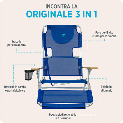 Sedia da spiaggia reclinabile portatile 3 in 1 con borsa termica 👌😍