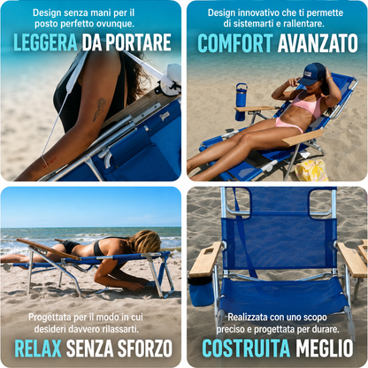 Sedia da spiaggia reclinabile portatile 3 in 1 con borsa termica 👌😍