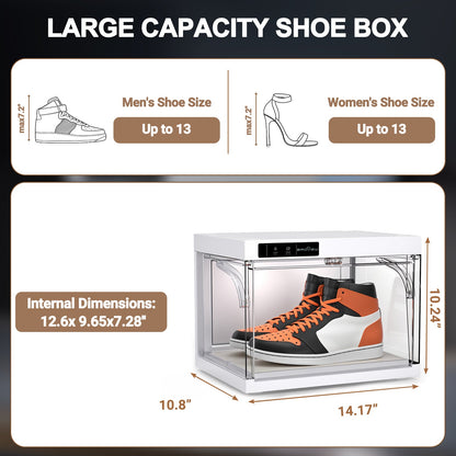 BROVIEW Smart Shoe Display Box with Led Lights Auto-Opening Shoe Organizer Sneaker Case, 4 Pack
